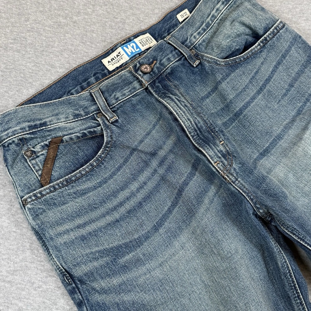 Ariat M2 Traditional Relaxed Boot Cut Jeans Mens 35x32 Blue Denim